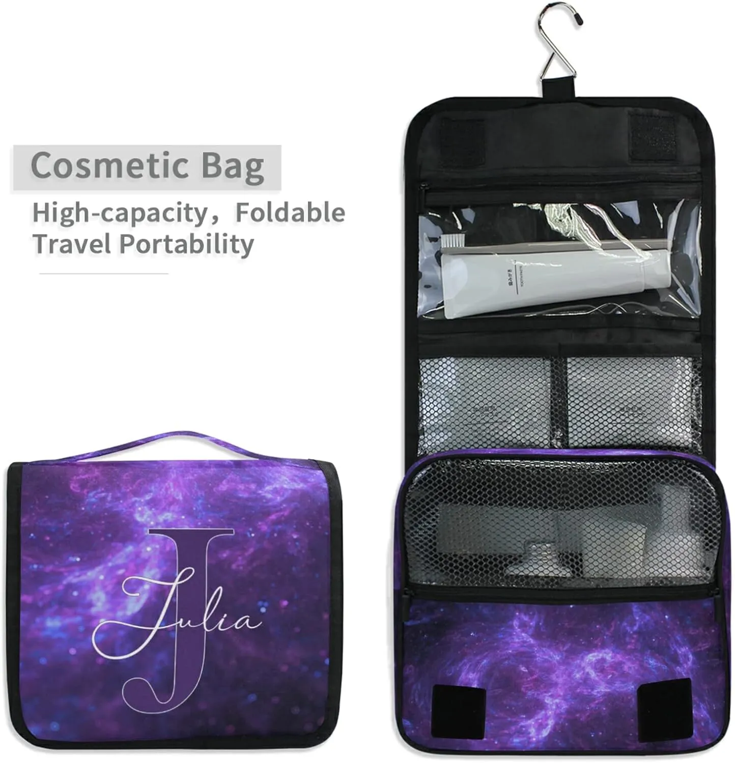 Custom Galaxy Space Travel Hanging Toiletry Bag Personalized Makeup Large Customized Cosmetic Bag Toiletry Organizer Waterproof for Shampoo Full Sized Container Toiletries