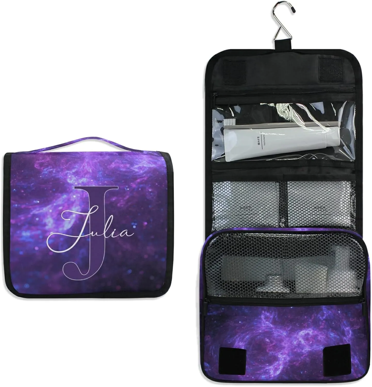 Custom Galaxy Space Travel Hanging Toiletry Bag Personalized Makeup Large Customized Cosmetic Bag Toiletry Organizer Waterproof for Shampoo Full Sized Container Toiletries