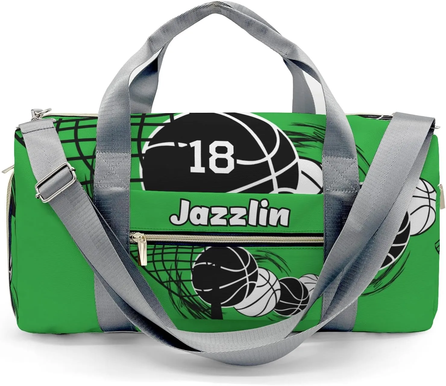 Custom Gift Sport Player Duffel Bag for Basketball Grass Green Travel Weekender Bag,Carry On Bag for Business Trips Sports Bag