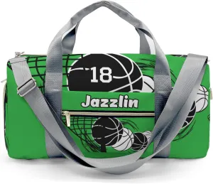 Custom Gift Sport Player Duffel Bag for Basketball Grass Green Travel Weekender Bag,Carry On Bag for Business Trips Sports Bag