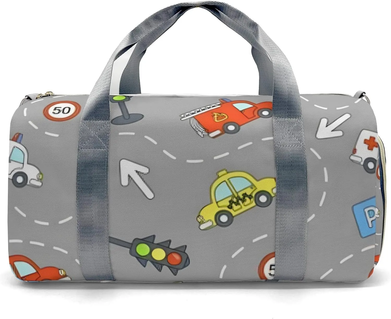 Custom Gift Sport Player Duffel Bag for Cartoon Road Car Duffel Overnight Travel Bag for Sports Workout Girls Boys,Personalized Duffle Bag Gifts