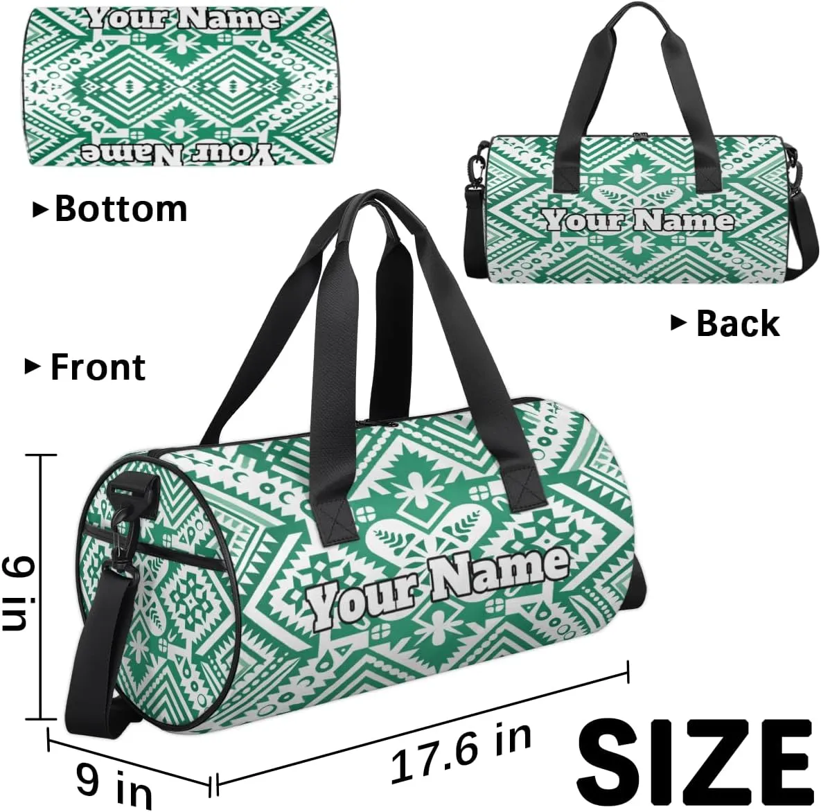 Custom Gym Bag for Women Men with Name, Personalized Aztec Southwest Duffel Bag for Sports, Waterproof Dance Bag, Lightweight Carryon Gym Bag, Aztec Print