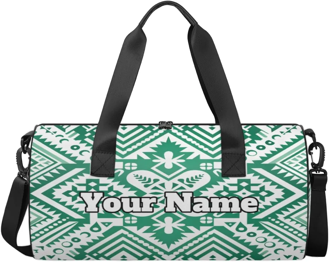 Custom Gym Bag for Women Men with Name, Personalized Aztec Southwest Duffel Bag for Sports, Waterproof Dance Bag, Lightweight Carryon Gym Bag, Aztec Print