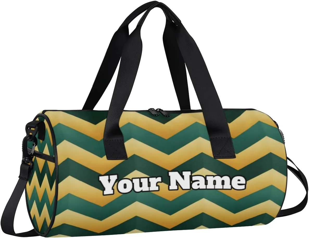 Custom Gym Bag for Women Men with Name, Personalized Aztec Theme Duffel Bag for Sports, Waterproof Dance Bag, Lightweight Carryon Gym Bag, Wave Stripe