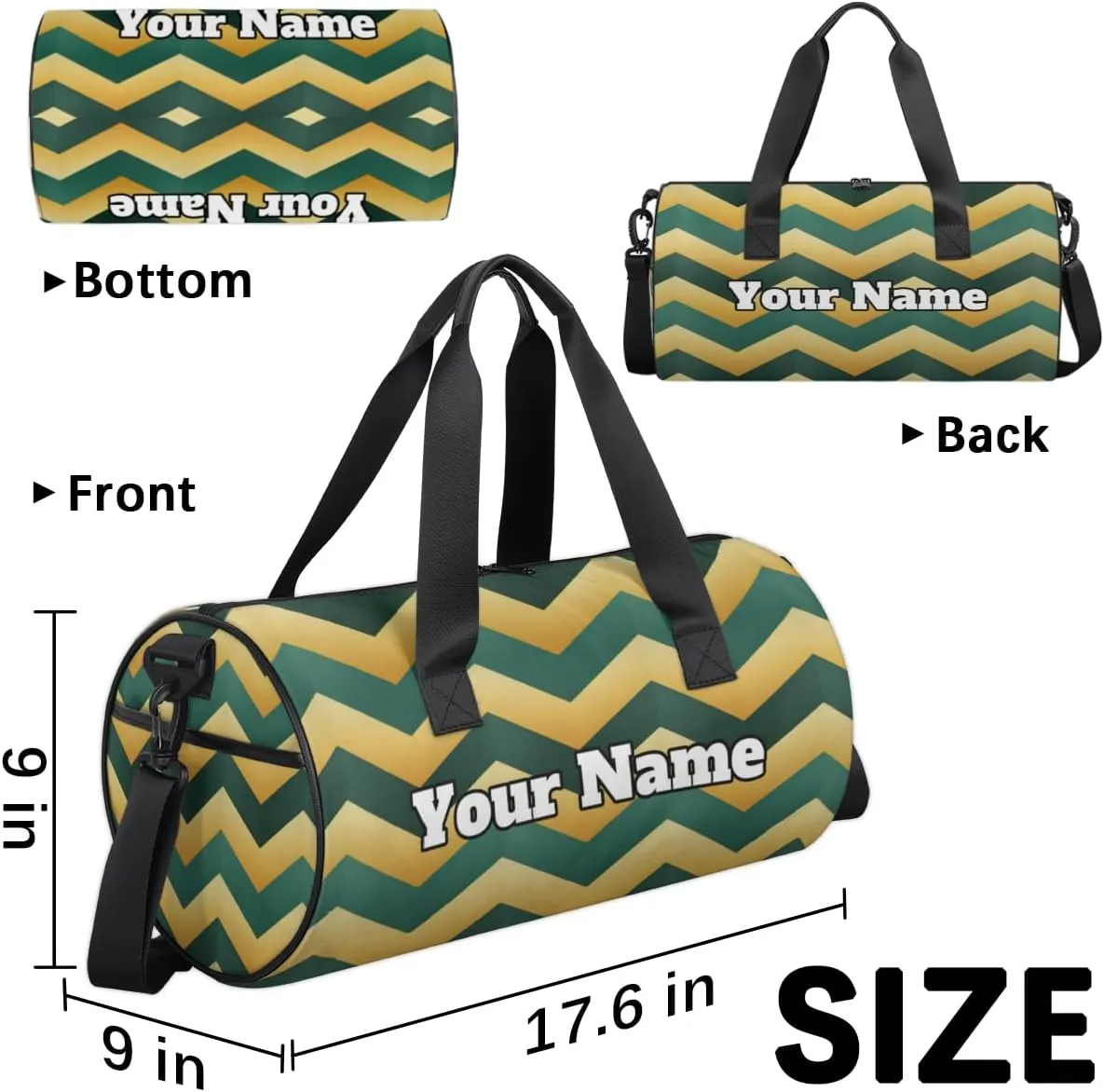Custom Gym Bag for Women Men with Name, Personalized Aztec Theme Duffel Bag for Sports, Waterproof Dance Bag, Lightweight Carryon Gym Bag, Wave Stripe