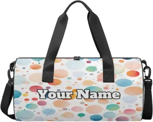 Custom Gym Bag for Women Men with Name, Personalized Colorful Dots Duffel Bag for Sports, Waterproof Dance Bag, Lightweight Carryon Gym Bag, Dots Theme
