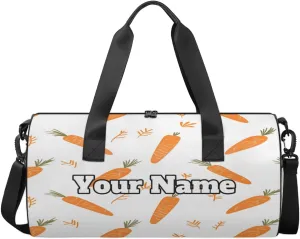 Custom Gym Bag for Women Men with Name, Personalized Cute Carrot Duffel Bag for Sports, Waterproof Dance Bag, Lightweight Carryon Gym Bag, Carrot Print