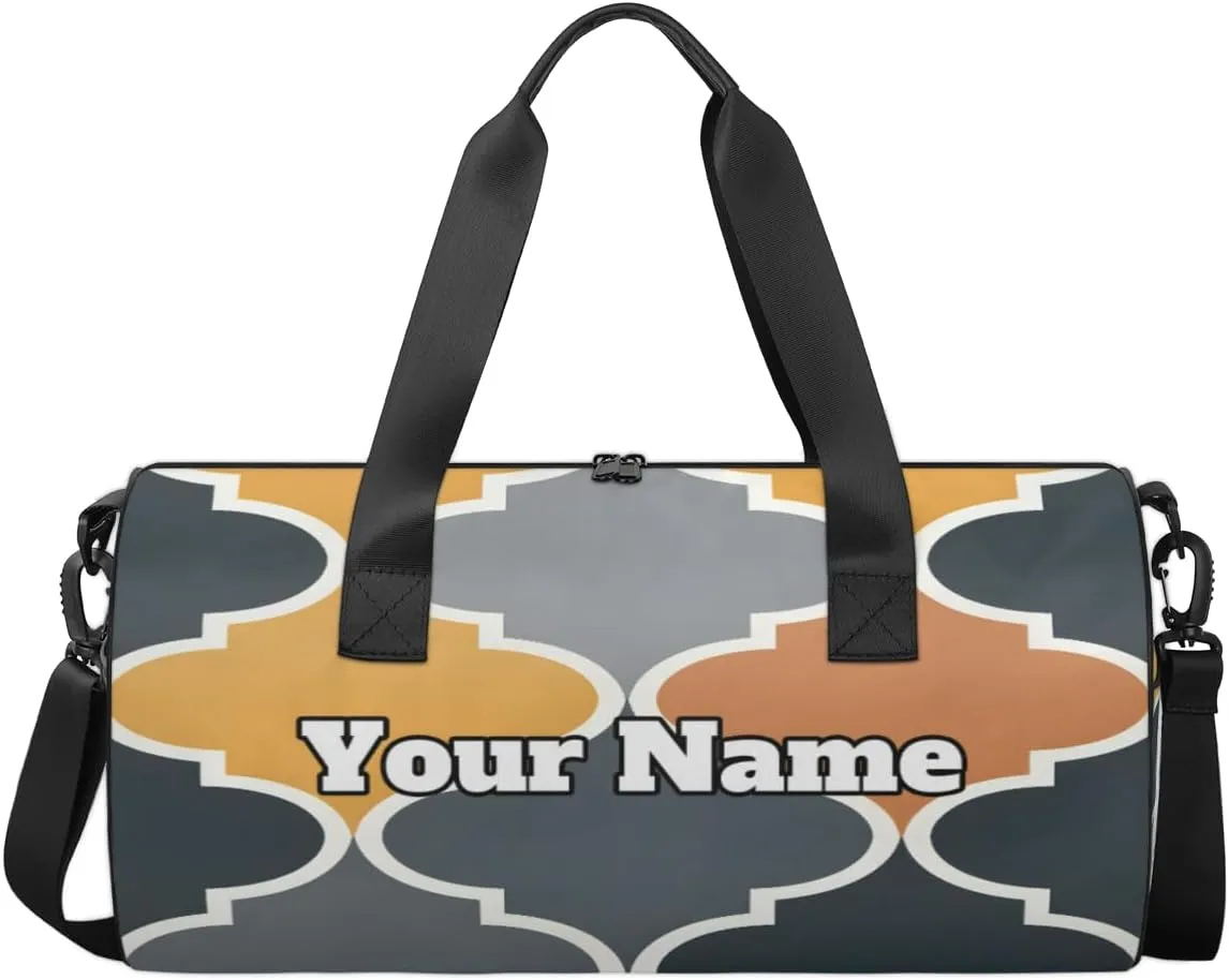 Custom Gym Bag for Women Men with Name, Personalized Regular Graphics Duffel Bag for Sports, Waterproof Dance Bag, Lightweight Carryon Gym Bag, Colorful