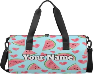 Custom Gym Bag for Women Men with Name, Personalized Sweet Watermelon Duffel Bag for Sports, Waterproof Dance Bag, Lightweight Carryon Gym Bag, Watermelon
