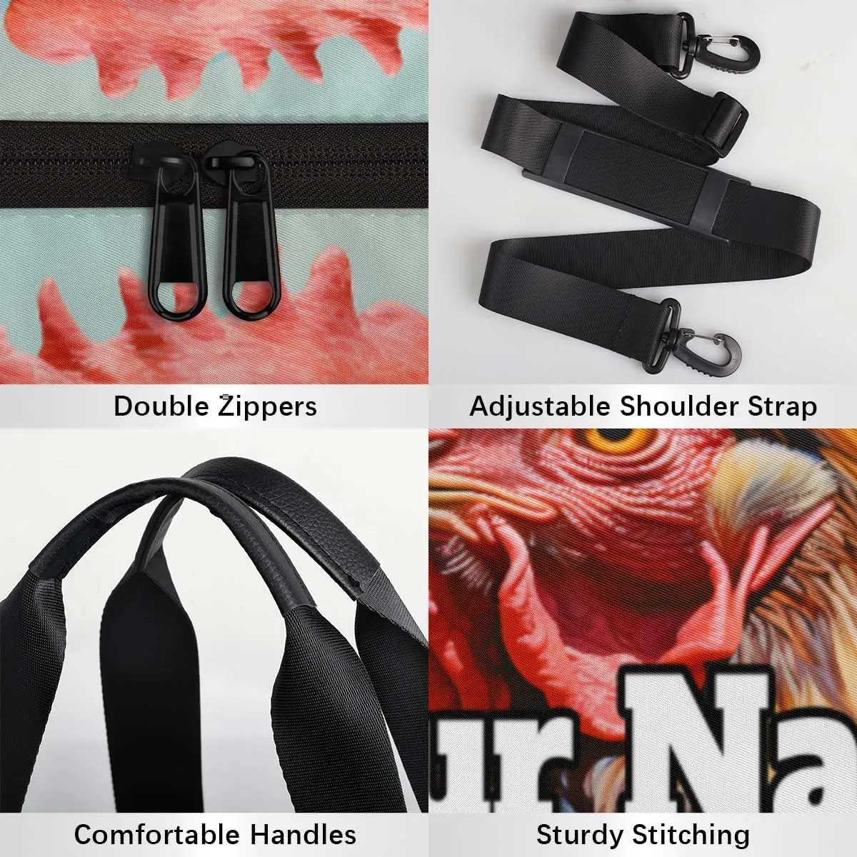 Custom Gym Bag for Women Men with Name, Personalized Watercolor Rooster Duffel Bag for Sports, Waterproof Dance Bag, Lightweight Carryon Gym Bag, Rooster