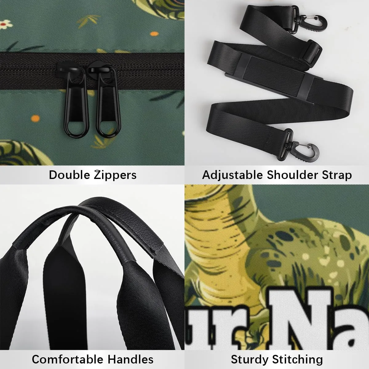Custom Gym Bag for Women Men with Name, Personalized Wild Dinosaurs Duffel Bag for Sports, Waterproof Dance Bag, Lightweight Carryon Gym Bag, Palm Leaves