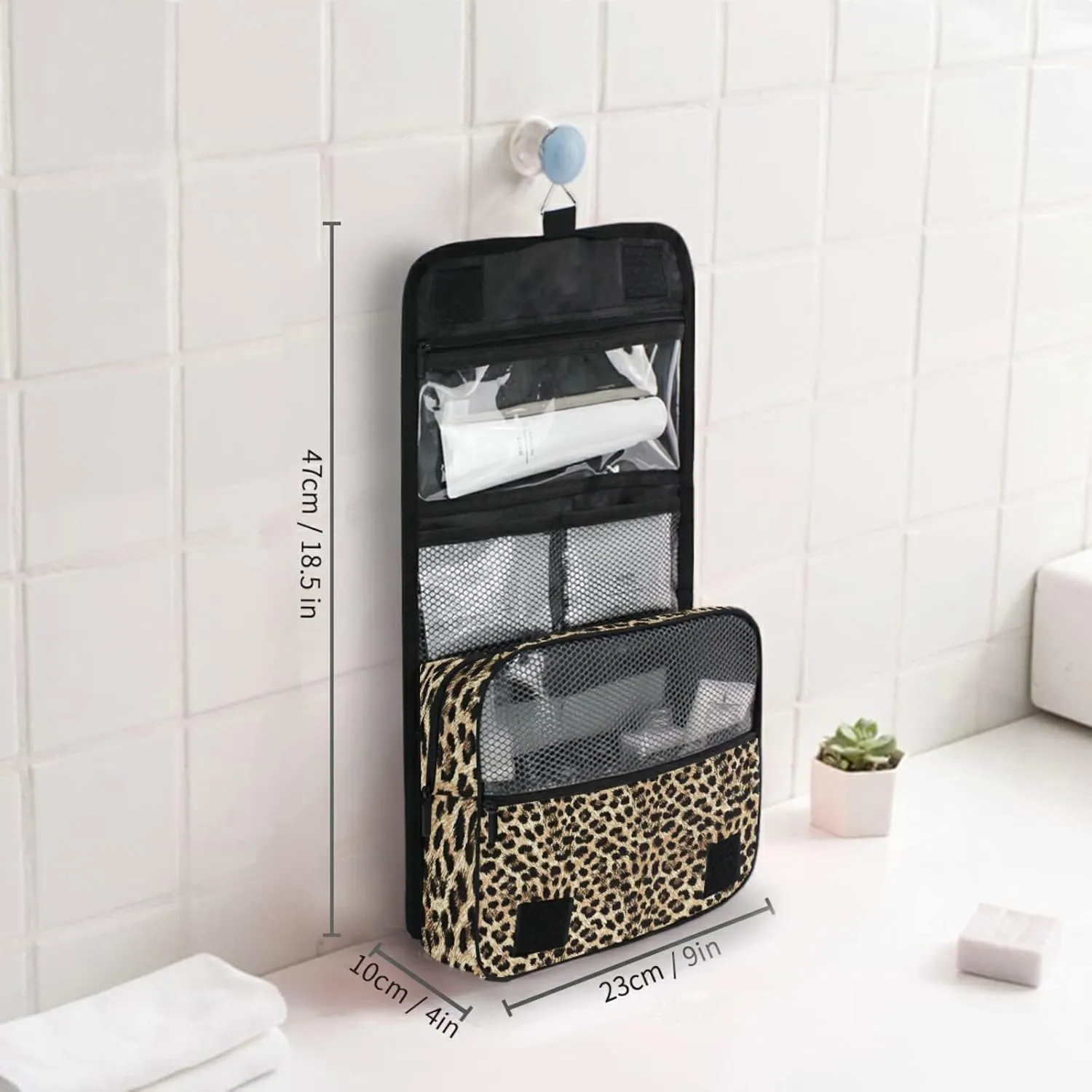 Custom Leopard Skin Travel Hanging Toiletry Bag Personalized Makeup Large Customized Cosmetic Bag Makeup Cosmetic Case Waterproof for Women Men Girls Accessories