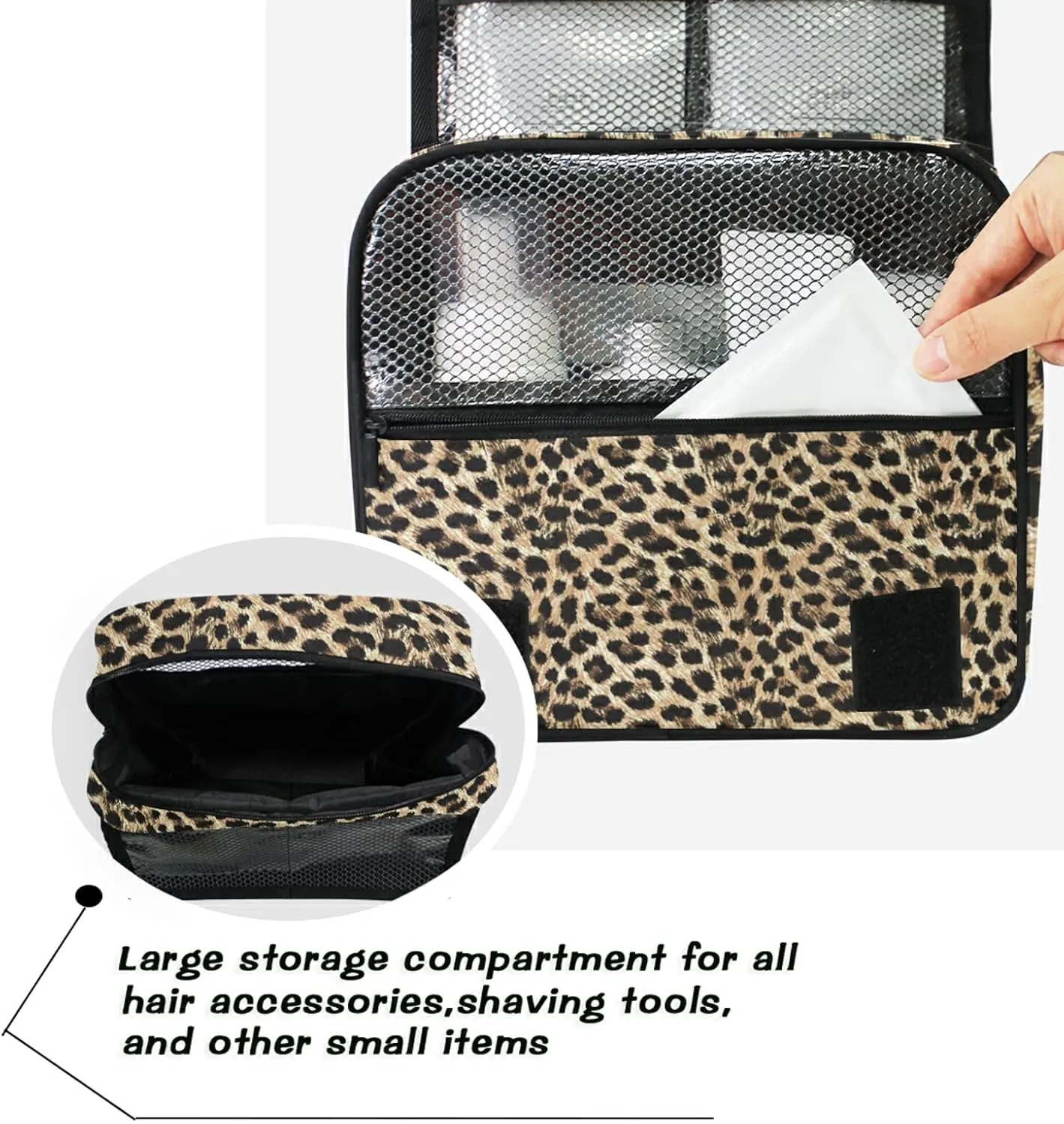 Custom Leopard Skin Travel Hanging Toiletry Bag Personalized Makeup Large Customized Cosmetic Bag Makeup Cosmetic Case Waterproof for Women Men Girls Accessories
