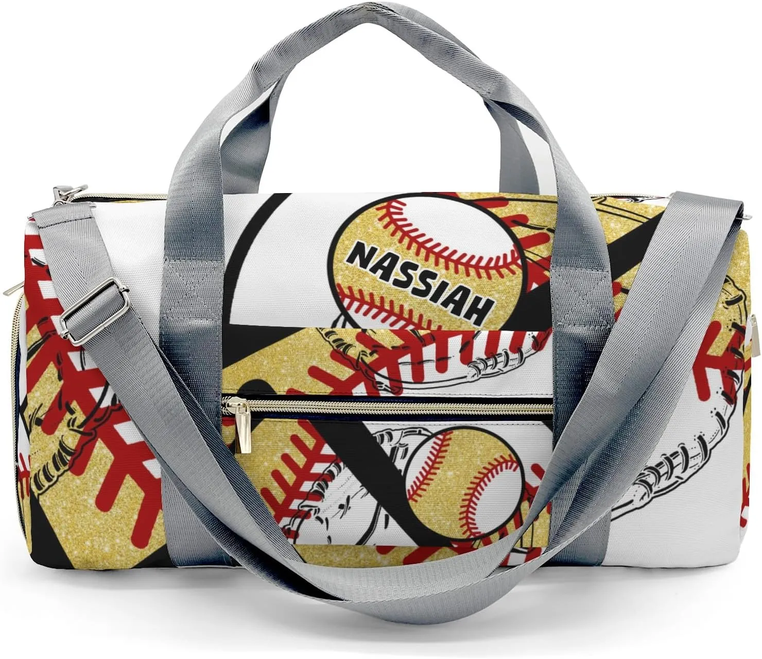 Custon Name Baseball Team Player Yellow Gym Sport Yoga Duffel Bag Sport Player Travel Bag,Sport Gym Bag Personalized Gift for Travel Carry on Bag