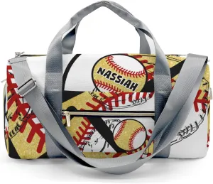 Custon Name Baseball Team Player Yellow Gym Sport Yoga Duffel Bag Sport Player Travel Bag,Sport Gym Bag Personalized Gift for Travel Carry on Bag