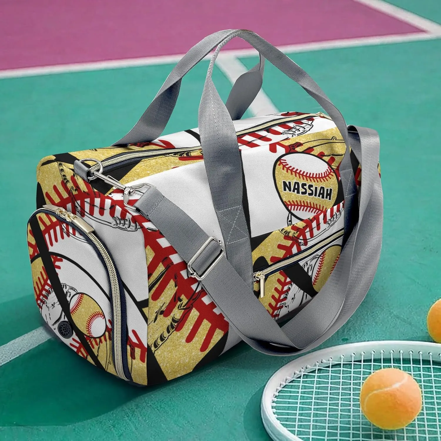 Custon Name Baseball Team Player Yellow Gym Sport Yoga Duffel Bag Sport Player Travel Bag,Sport Gym Bag Personalized Gift for Travel Carry on Bag