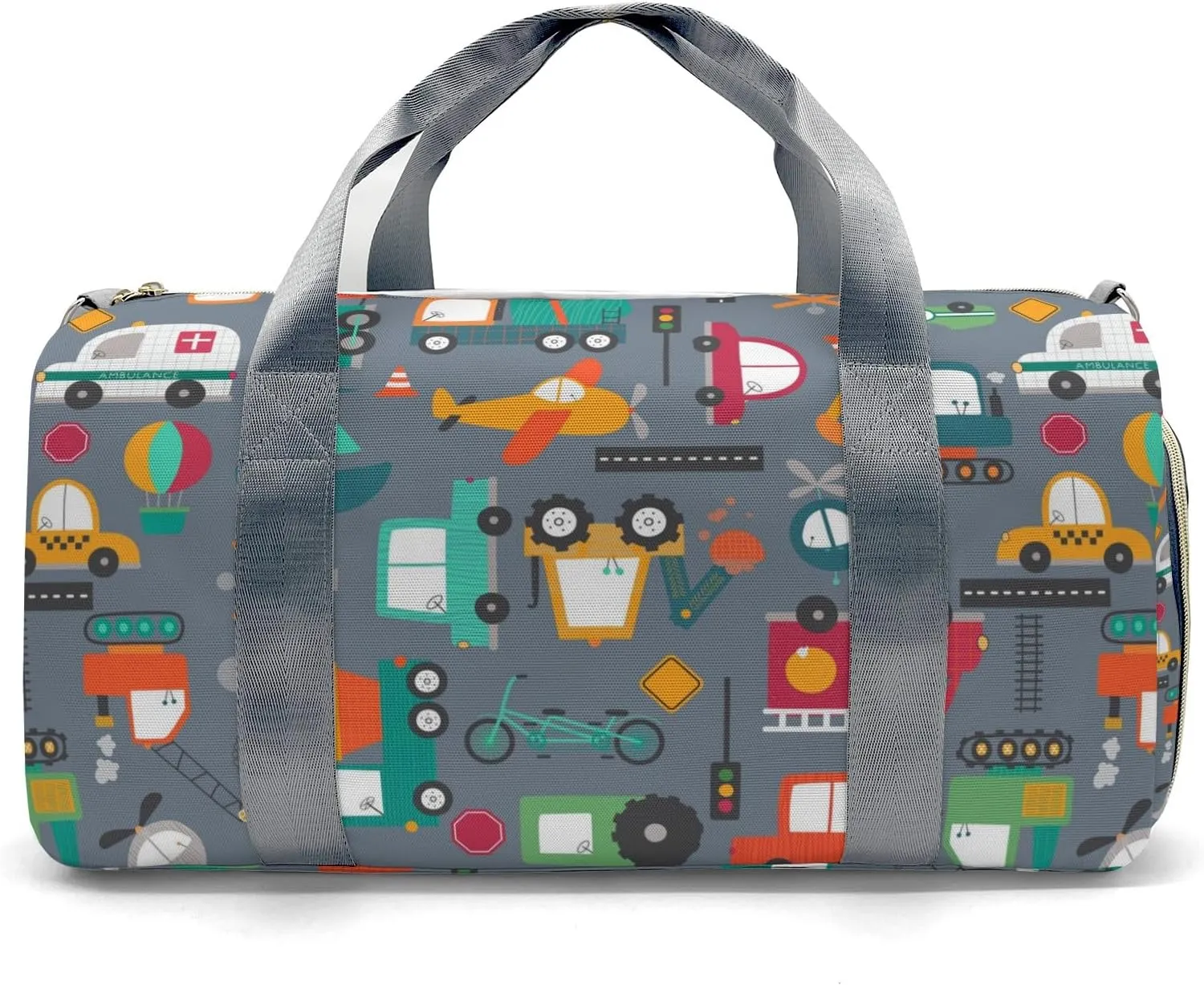 Custon Name Cars Trucks Vehicles Pattern Gym Sport Duffel Bag Sport Player Travel Bag,Sport Gym Bag Personalized Gift for Travel Hand Bag Carry on Bag