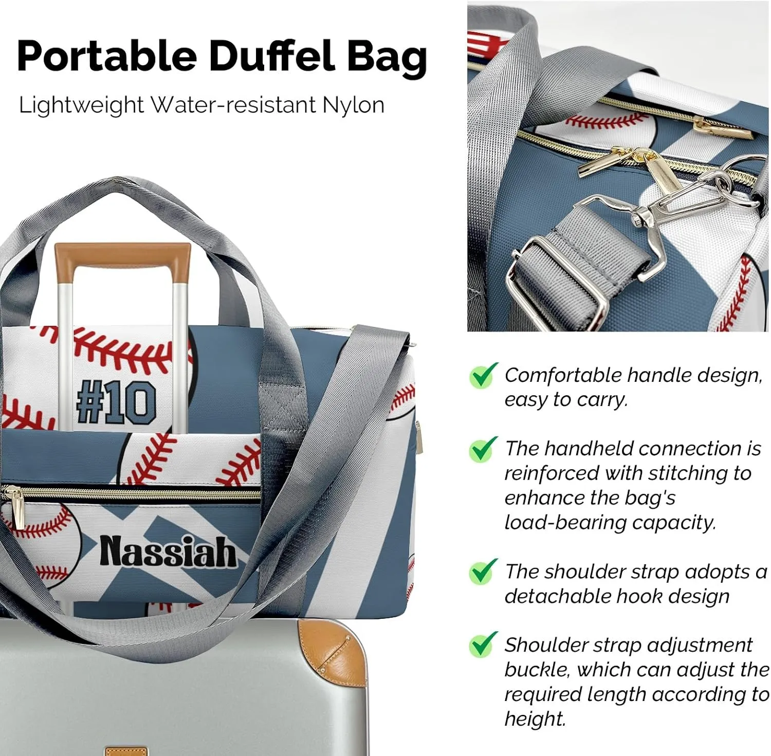 Custon Name Team Baseball Aegean Gym Sport Yoga Duffel Bag Sport Player Travel Bag,Sport Gym Bag Personalized Gift for Travel Hand Bag Carry on Bag