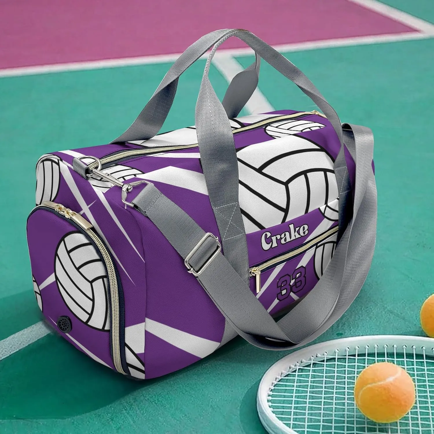 Custon Name Team Volleyball Purple Gym Sport Yoga Duffel Bag Sport Player Travel Bag,Sport Gym Bag Personalized Gift for Travel Hand Bag Carry on Bag