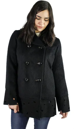 Cut-Out Wool Jacket, Black, 0