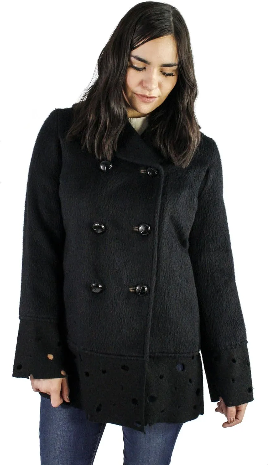 Cut-Out Wool Jacket, Black, 0