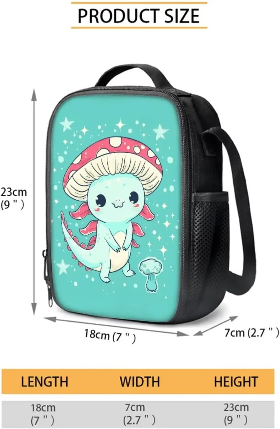 Cute Axolotl Kids School Backpack With Lunch Box Bag for Girls Elementary School Bookbag for Boys 5-7/8-12 Student School Bag Lunchbag Pencil Case 16 Inch Laptop Backpacks Blue