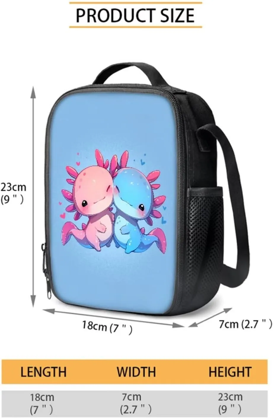 Cute Axolotl School Backpack With Lunch Bag for Boys Girls Elementary School Bookbag Kids School Bag With Lunch Box Pencil Case Set 3 In 1 Students Back Pack Ages 7-10/10-12 Blue