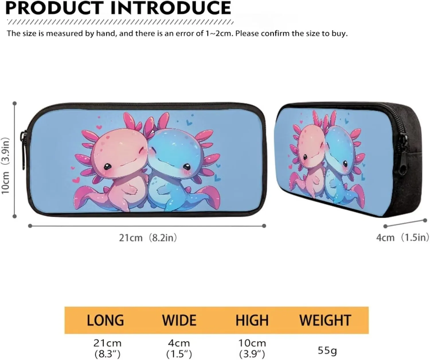 Cute Axolotl School Backpack With Lunch Bag for Boys Girls Elementary School Bookbag Kids School Bag With Lunch Box Pencil Case Set 3 In 1 Students Back Pack Ages 7-10/10-12 Blue
