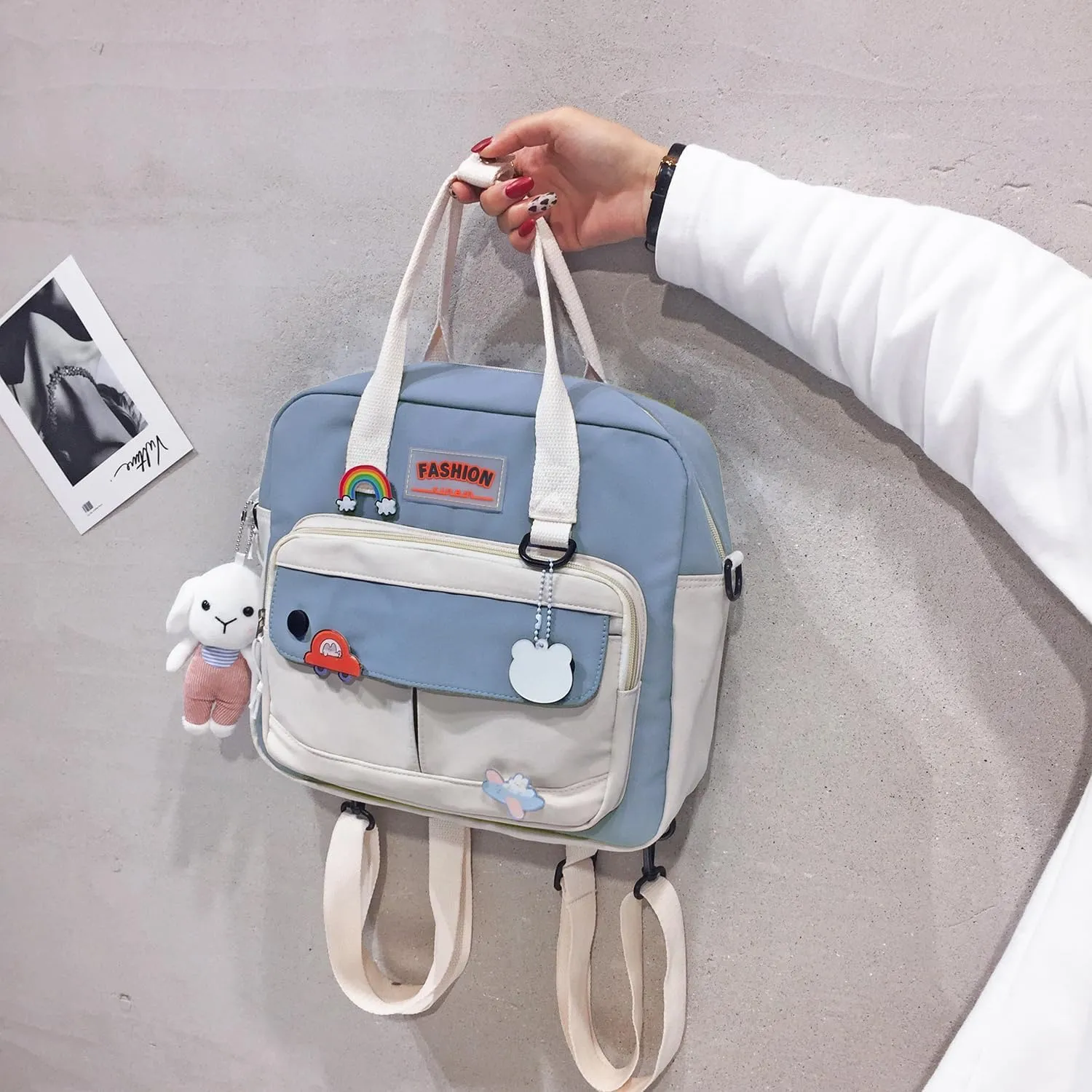 Cute Bags Kawaii Backpack Messenger Bag For School,Aesthetic Backpacks Multifunction Laptop Japanese Ita for Teen Girls Kids Lunch Totes