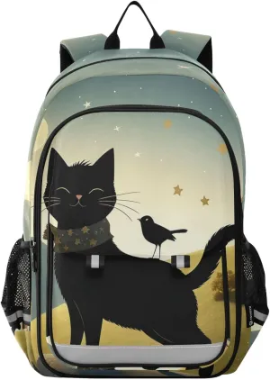 Cute Cat Bird Print Backpack for Boys Middle-School Elementary Bookbags 20325562