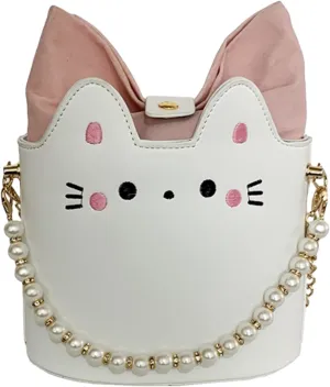 Cute Cat Single Shoulder Crossbody Bag Pearl Handheld Mini Purse Y2k Aesthetic Cute Single Shoulder Crossbody Bag