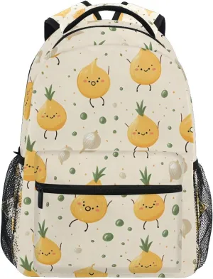 Cute Onions School backpack for Boys Girls, Elementary School Bookbag Travel Bag Laptop Daypack with Name Tag