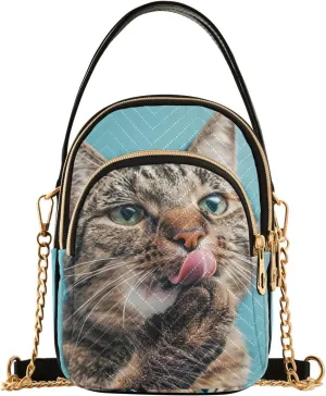 Cute Playful Cat Blue Bags for Women Trendy Phone Purse Crossbody for Women