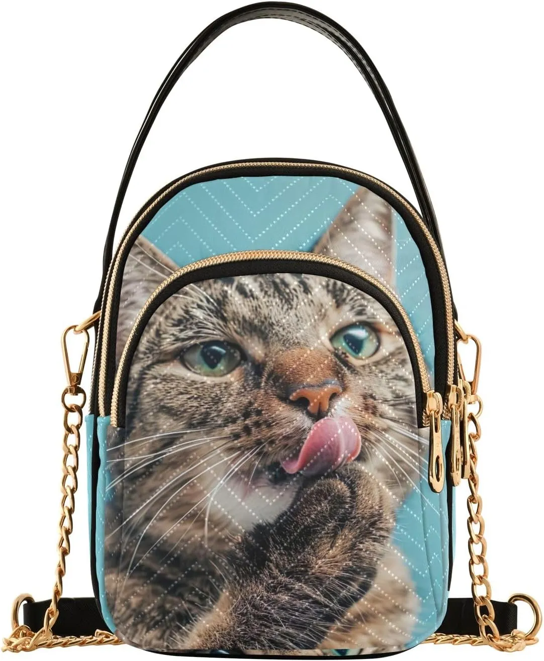 Cute Playful Cat Blue Bags for Women Trendy Phone Purse Crossbody for Women