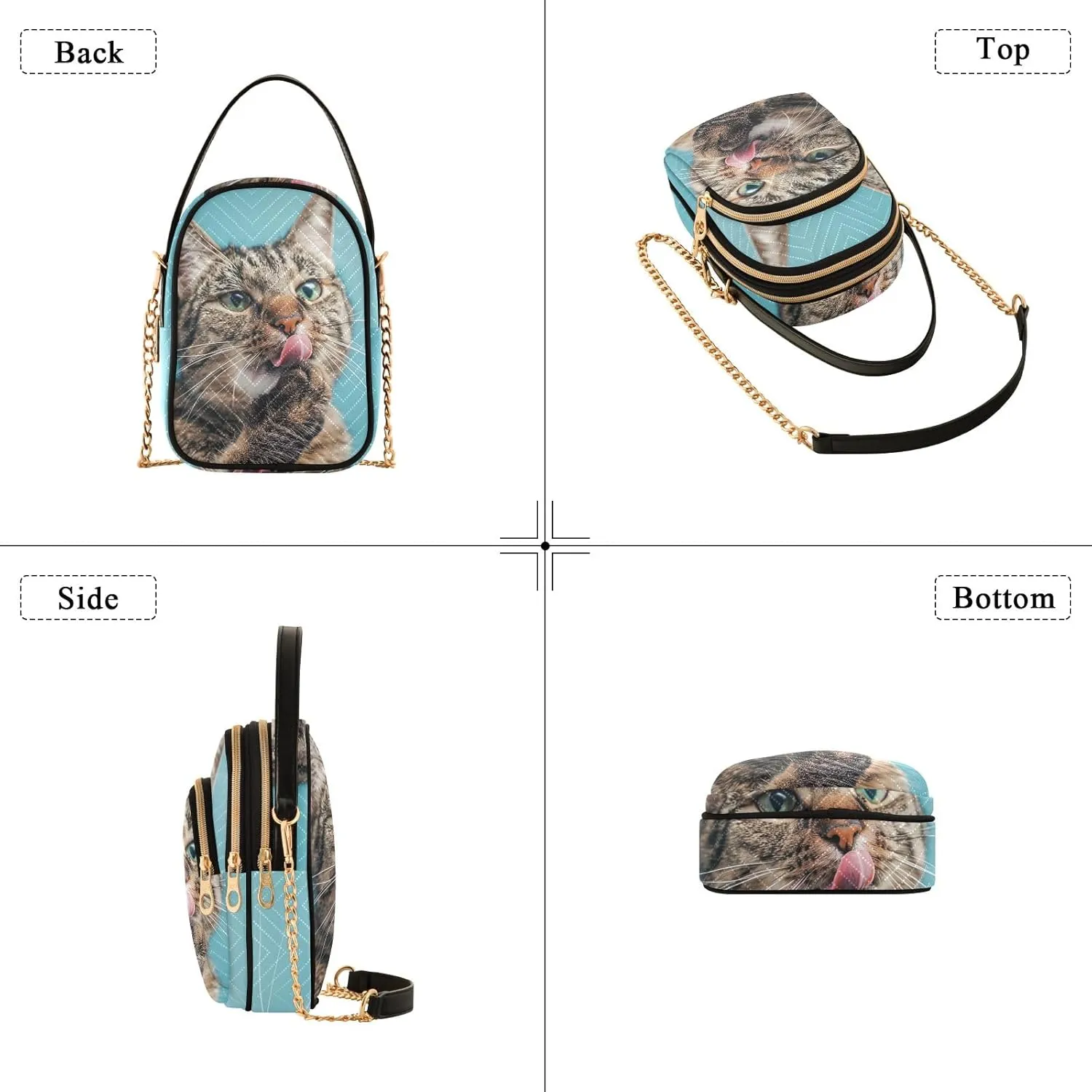 Cute Playful Cat Blue Bags for Women Trendy Phone Purse Crossbody for Women