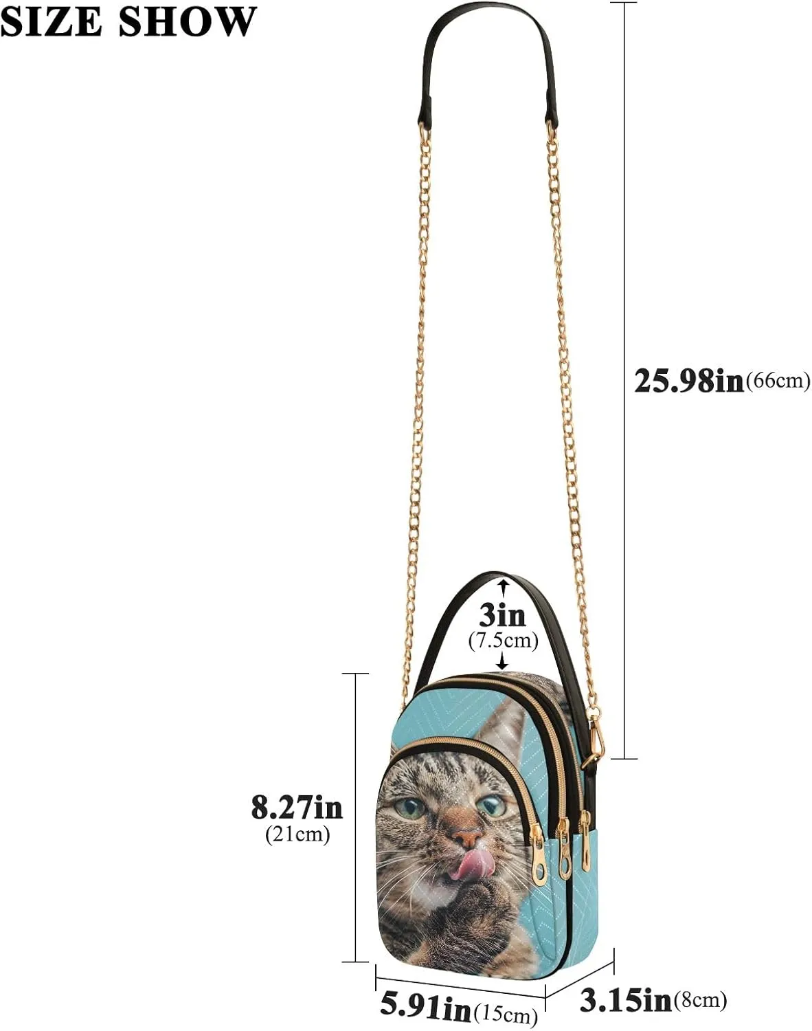 Cute Playful Cat Blue Bags for Women Trendy Phone Purse Crossbody for Women