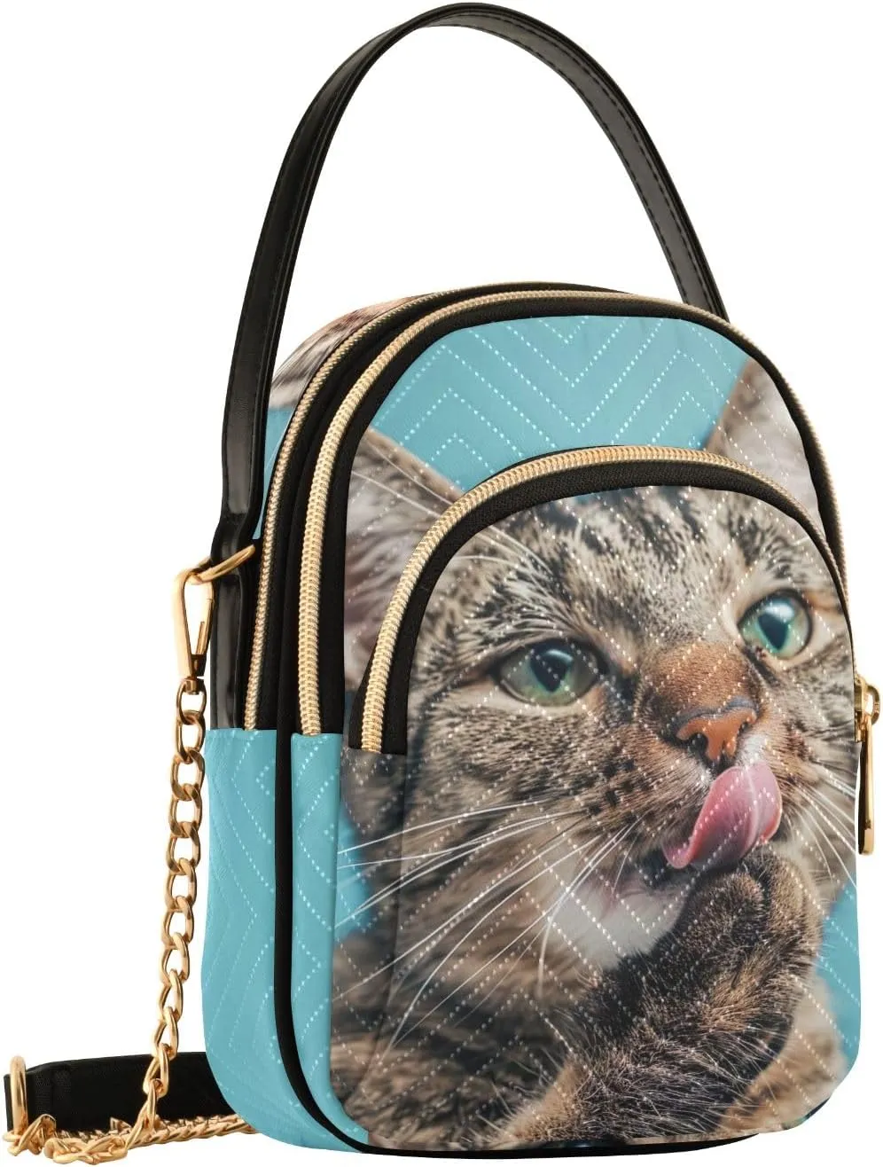 Cute Playful Cat Blue Bags for Women Trendy Phone Purse Crossbody for Women