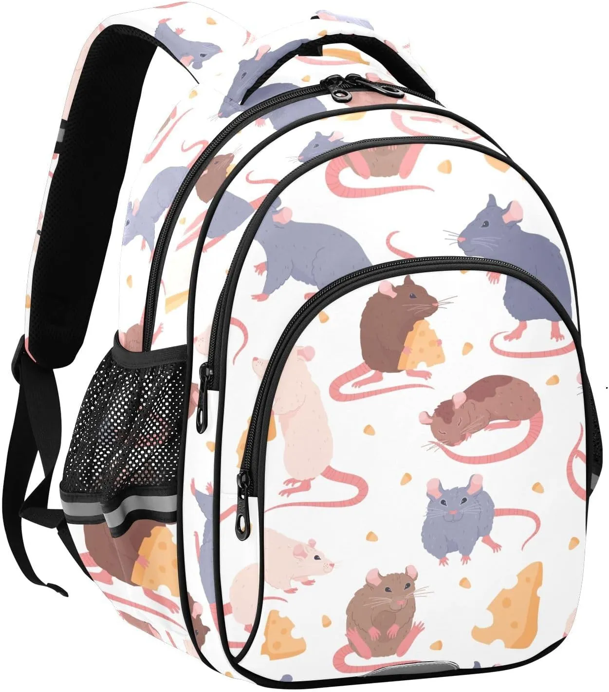 Cute Rat Animals Pattern Backpack for Kids Elementary School Bag Boys Girls Bookbag Travel Backpack Daypack