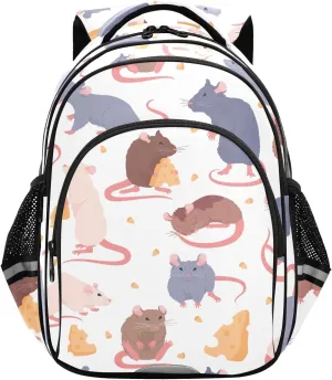 Cute Rat Animals Pattern Backpack for Kids Elementary School Bag Boys Girls Bookbag Travel Backpack Daypack