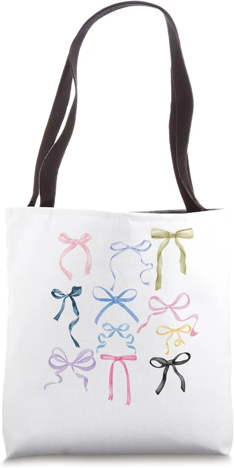 Cute Trendy Bows Pastel Coquette Tote Bag