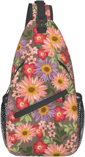 Daisy Flower Sling Backpack Chest Bag Crossbody Shoulder Bag Gym Cycling Travel Hiking Daypack For Men Women
