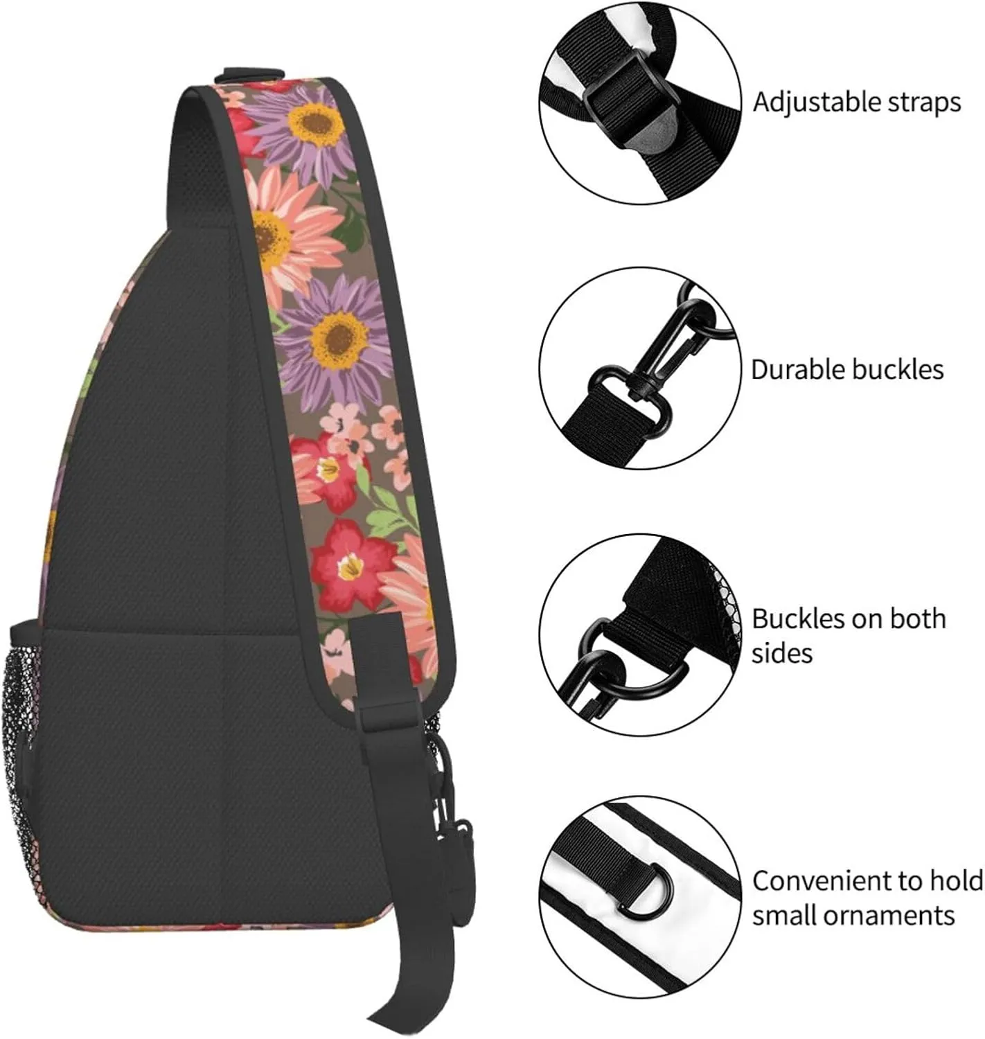 Daisy Flower Sling Backpack Chest Bag Crossbody Shoulder Bag Gym Cycling Travel Hiking Daypack For Men Women