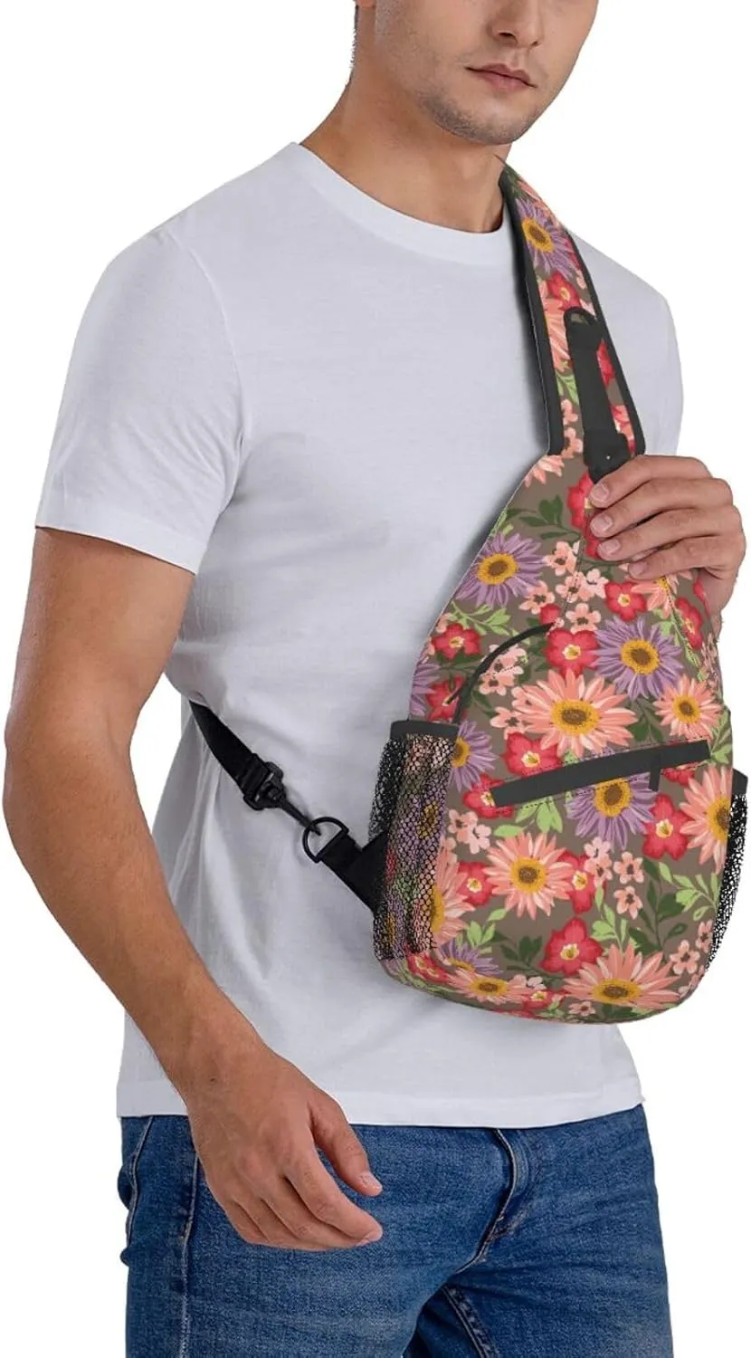 Daisy Flower Sling Backpack Chest Bag Crossbody Shoulder Bag Gym Cycling Travel Hiking Daypack For Men Women