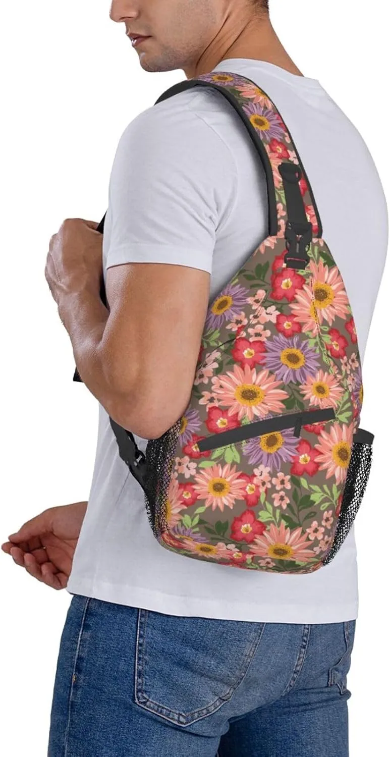 Daisy Flower Sling Backpack Chest Bag Crossbody Shoulder Bag Gym Cycling Travel Hiking Daypack For Men Women