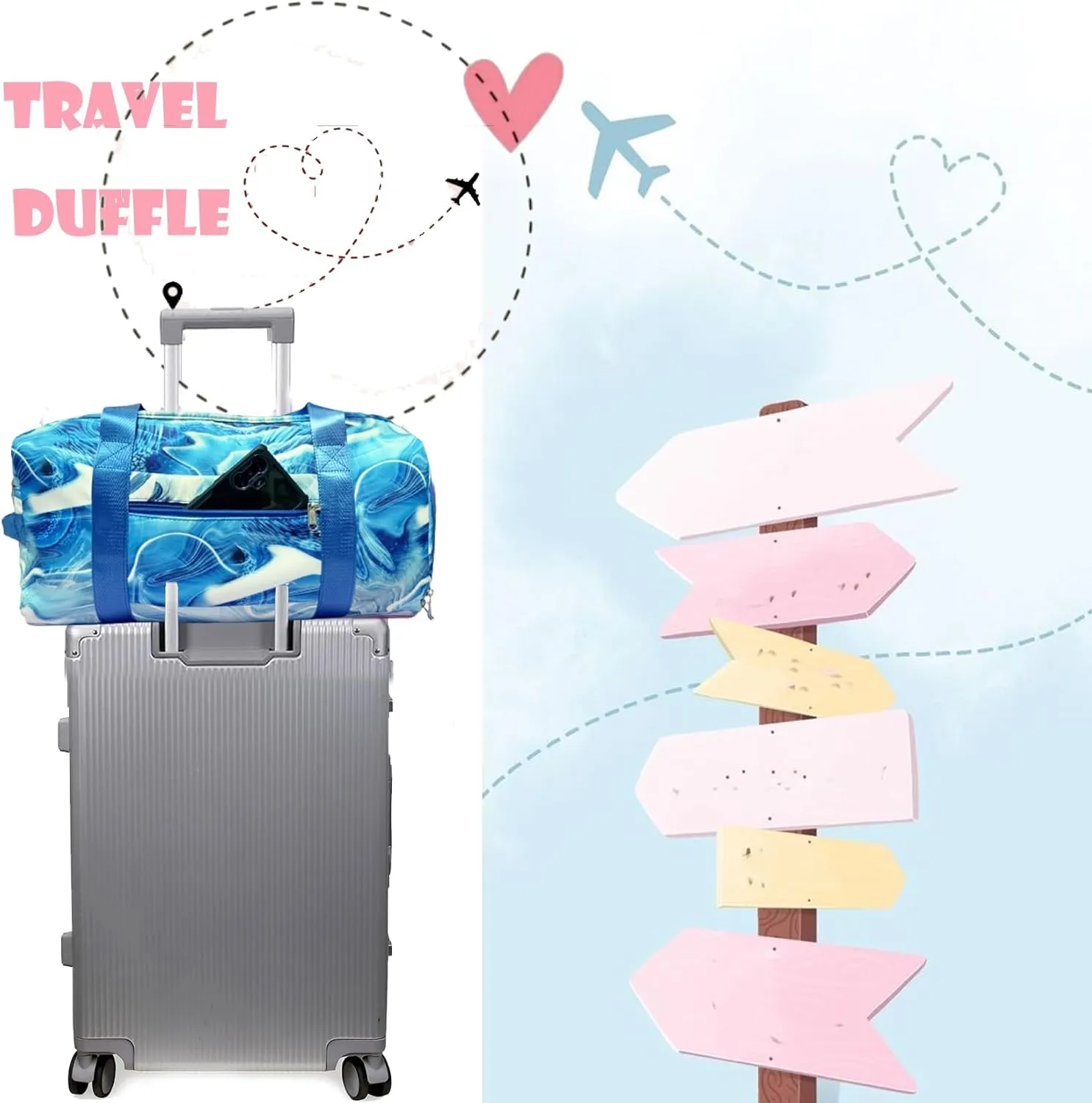 Dance Bag Girls Duffle Bag Girls Sleepover Overnight Weekender Bags Girls Cheer Gym Gymnastics Bags with Shoe Compartment and Wet Pocket