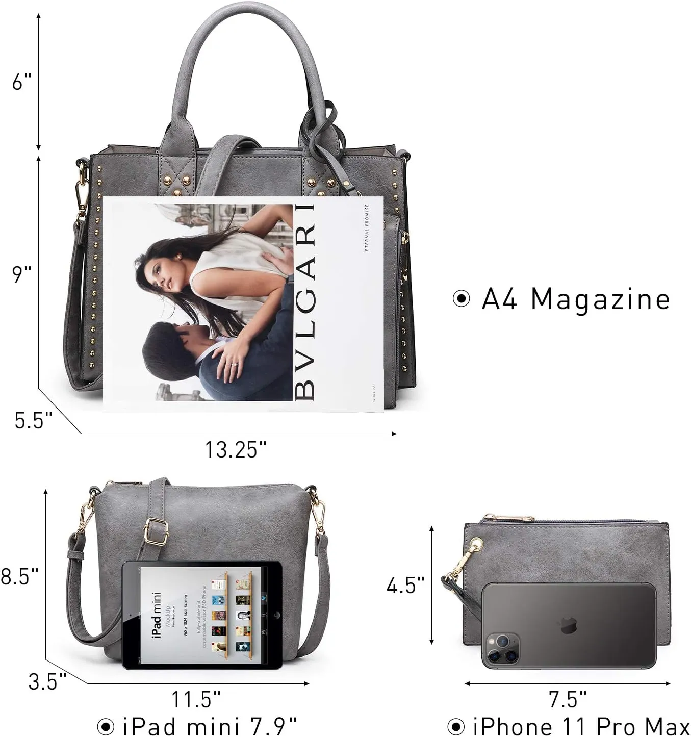 Dasein Purses Handbags for Women Tote Wallet Set Top Handle Satchel Shoulder Hobo Bag 3pcs