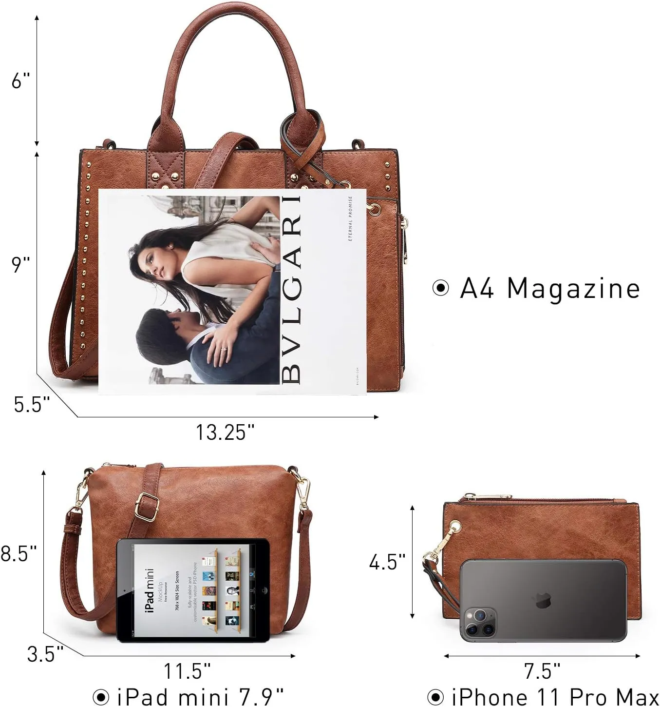 Dasein Purses Handbags for Women Tote Wallet Set Top Handle Satchel Shoulder Hobo Bag 3pcs