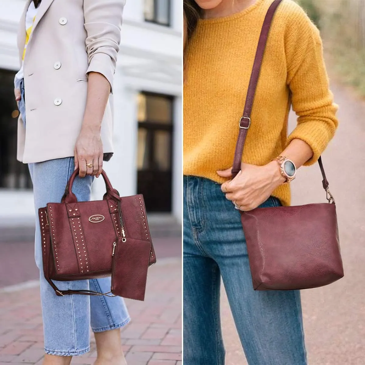 Dasein Purses Handbags for Women Tote Wallet Set Top Handle Satchel Shoulder Hobo Bag 3pcs