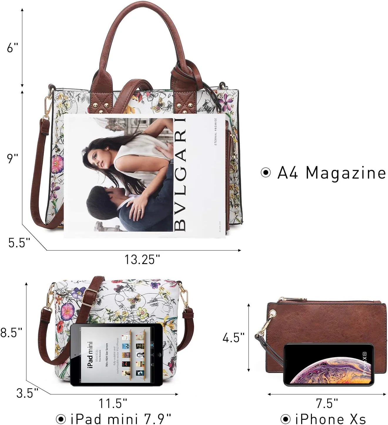 Dasein Purses Handbags for Women Tote Wallet Set Top Handle Satchel Shoulder Hobo Bag 3pcs