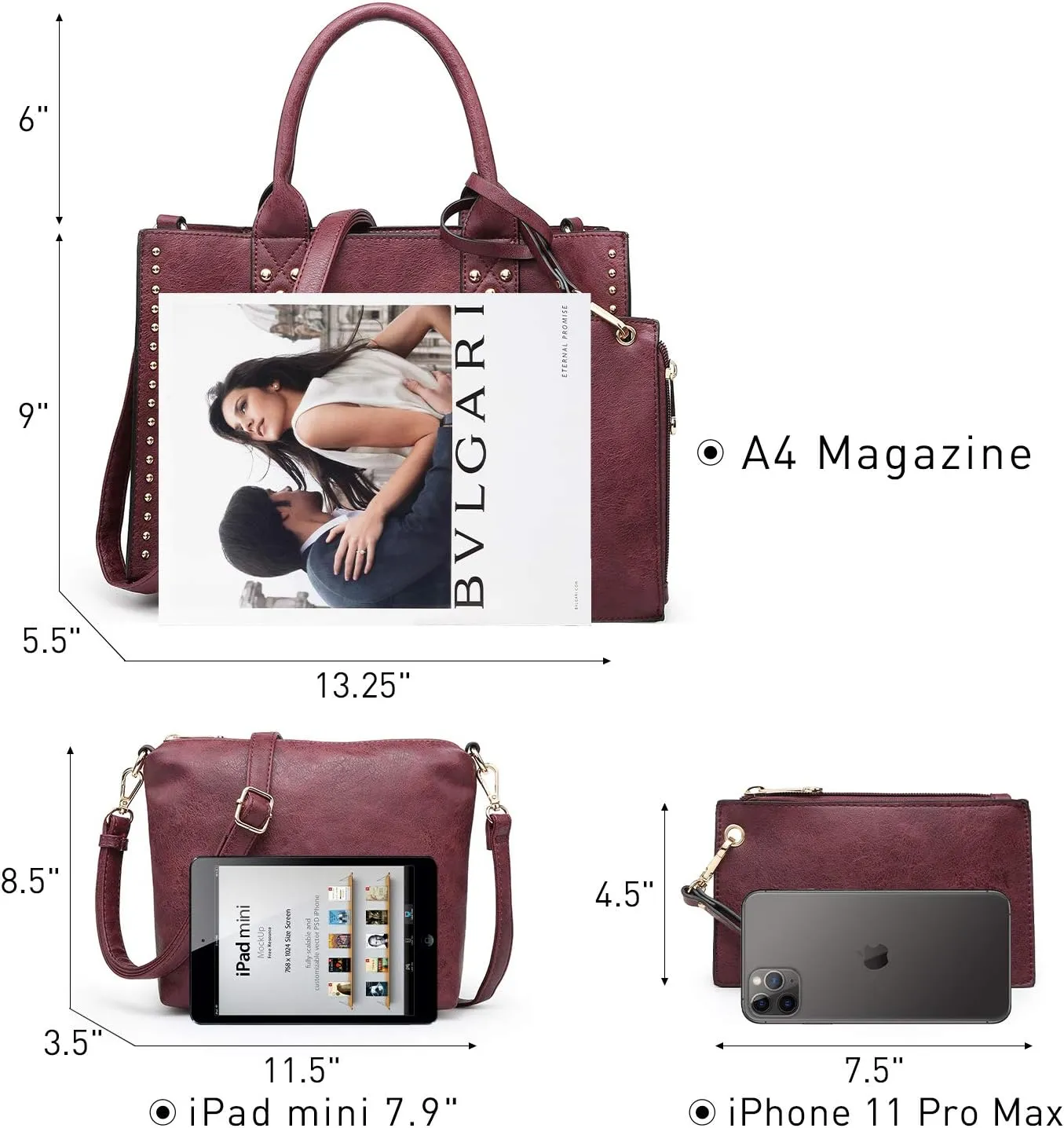 Dasein Purses Handbags for Women Tote Wallet Set Top Handle Satchel Shoulder Hobo Bag 3pcs
